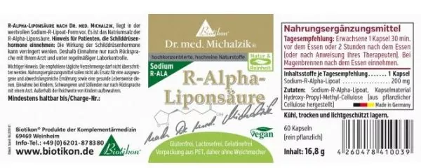 R-Alpha-Liponsäure Etikett